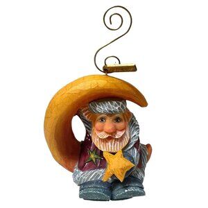 G.Debrekht Artistic Studios Santa on Moon Hand Crafted Ornament Star Rare Hanger